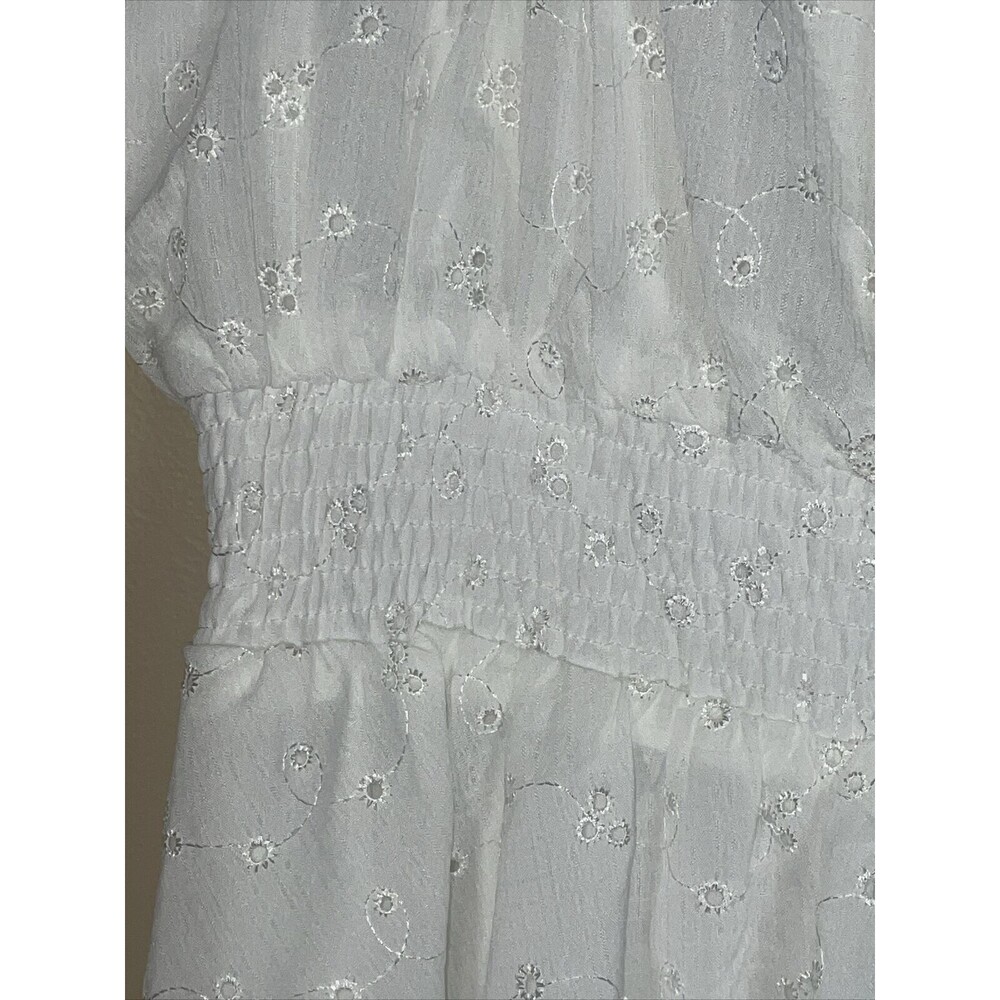 LULUS Romper Jumpsuit White Embroidered Eyelet Size XL NWT New - Picture 3 of 14